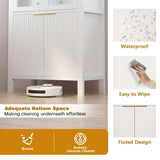 Fluted Tall Arched White MDF Pantry Cabinet - Omega Lifestyles