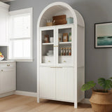 Fluted Tall Arched White MDF Pantry Cabinet - Omega Lifestyles