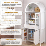 Fluted Tall Arched White MDF Pantry Cabinet - Omega Lifestyles