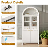 Fluted Tall Arched White MDF Pantry Cabinet - Omega Lifestyles