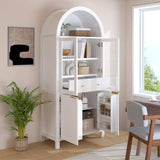 Fluted Tall Arched White MDF Pantry Cabinet - Omega Lifestyles