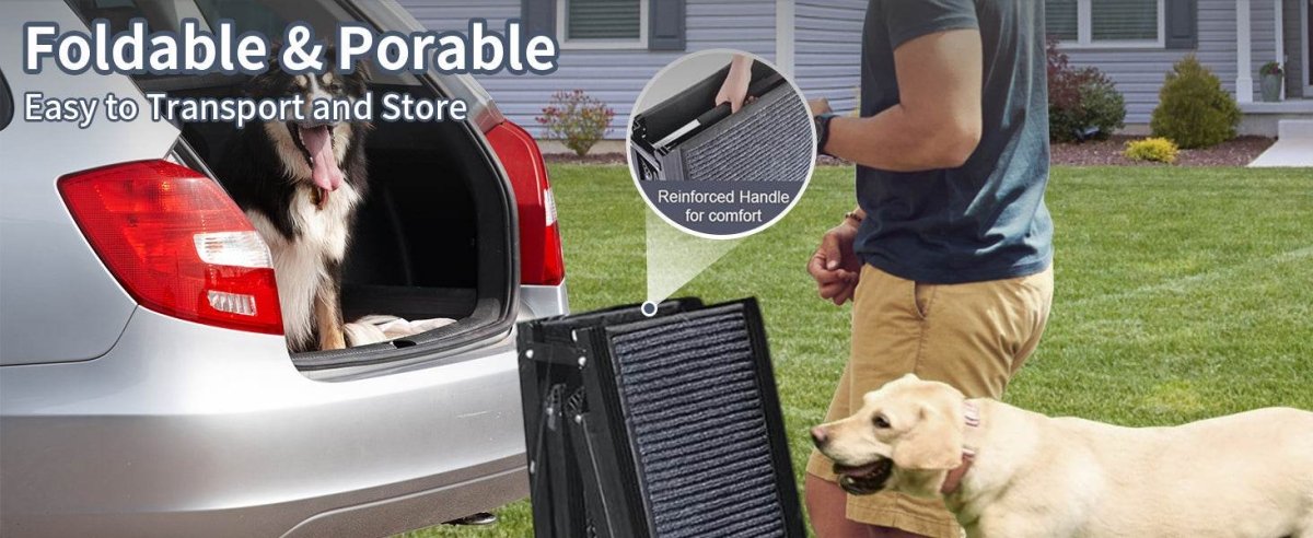 Folding Portable Aluminum Alloy Dog Ramp With Non-Slip Surface - Sleep Galleria