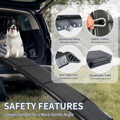 Folding Portable Aluminum Alloy Dog Ramp With Non-Slip Surface - Sleep Galleria