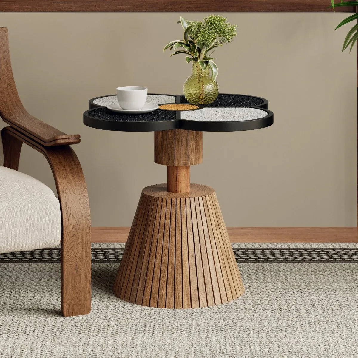 Four-Leaf Clover MDF Accent Side Table for Small Spaces - Omega Lifestyles