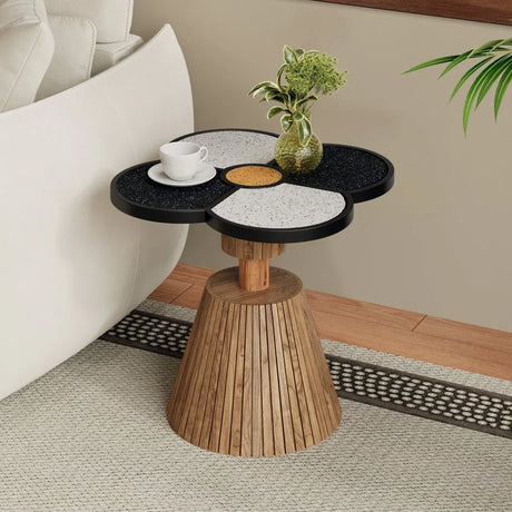 Four-Leaf Clover MDF Accent Side Table for Small Spaces - Omega Lifestyles