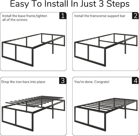 Full 16 - Inch Heavy Duty Metal Bed Frame - Serenova - Omega Lifestyles