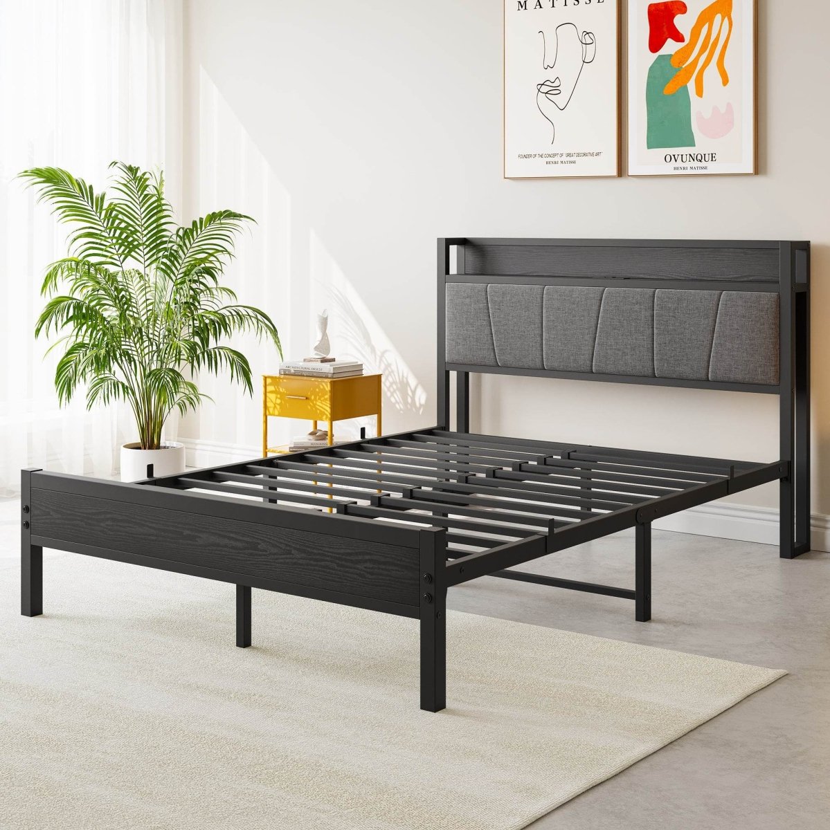 Full Full Size Bed Frame With Storage Headboard Charging Station - Serenova - Omega Lifestyles