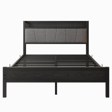 Full Full Size Bed Frame With Storage Headboard Charging Station - Serenova - Omega Lifestyles