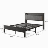 Full Full Size Bed Frame With Storage Headboard Charging Station - Serenova - Omega Lifestyles