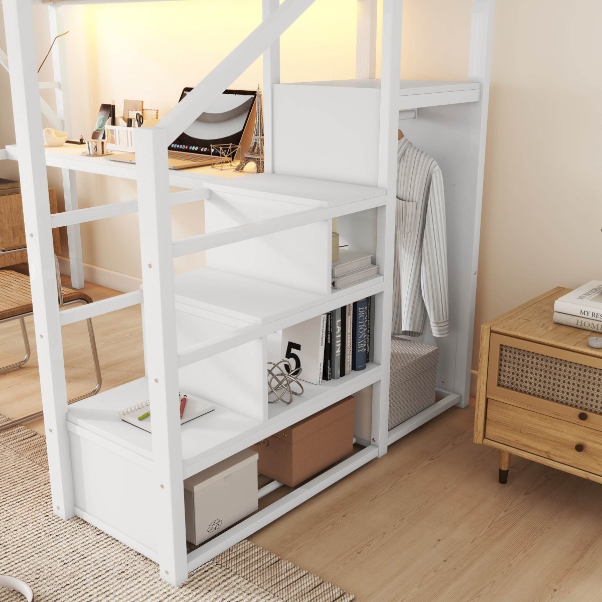 Full Metal Full Size Loft Bed With Desk Charging Station - Serenova - Omega Lifestyles