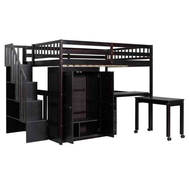 Full Multifunctional Solid Wood Loft Bed With Storage - Omega Lifestyles