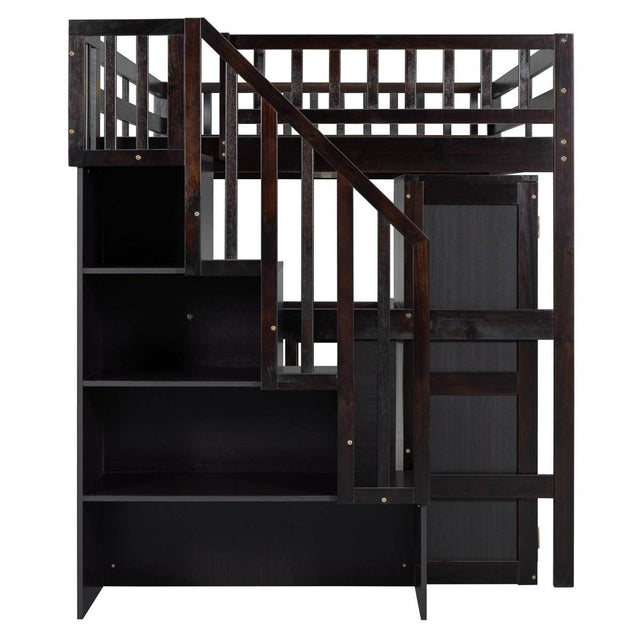 Full Multifunctional Solid Wood Loft Bed With Storage - Omega Lifestyles