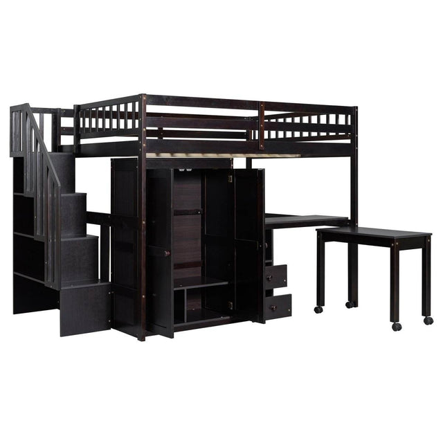 Full Multifunctional Solid Wood Loft Bed With Storage - Omega Lifestyles