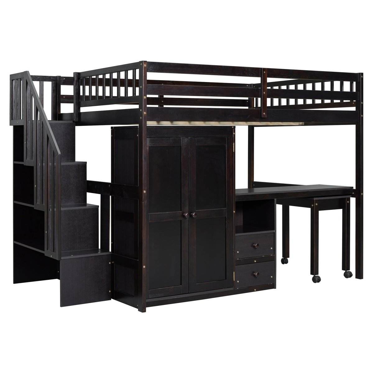 Full Multifunctional Solid Wood Loft Bed With Storage - Sleep Galleria