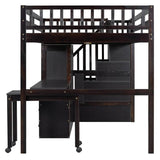 Full Multifunctional Solid Wood Loft Bed With Storage - Sleep Galleria