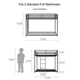 Full Over Full Metal Bunk Bed Frame With Ladder and Guardrails - Serenova - Omega Lifestyles