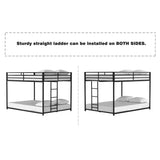 Full Over Full Metal Bunk Bed Frame With Ladder and Guardrails - Serenova - Omega Lifestyles