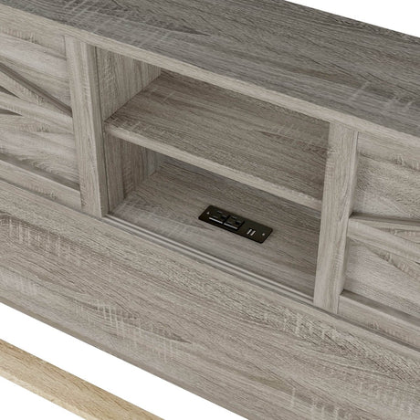 Full Platform Bed With Double Sliding Barn Door Charging Station - Serenova - Omega Lifestyles