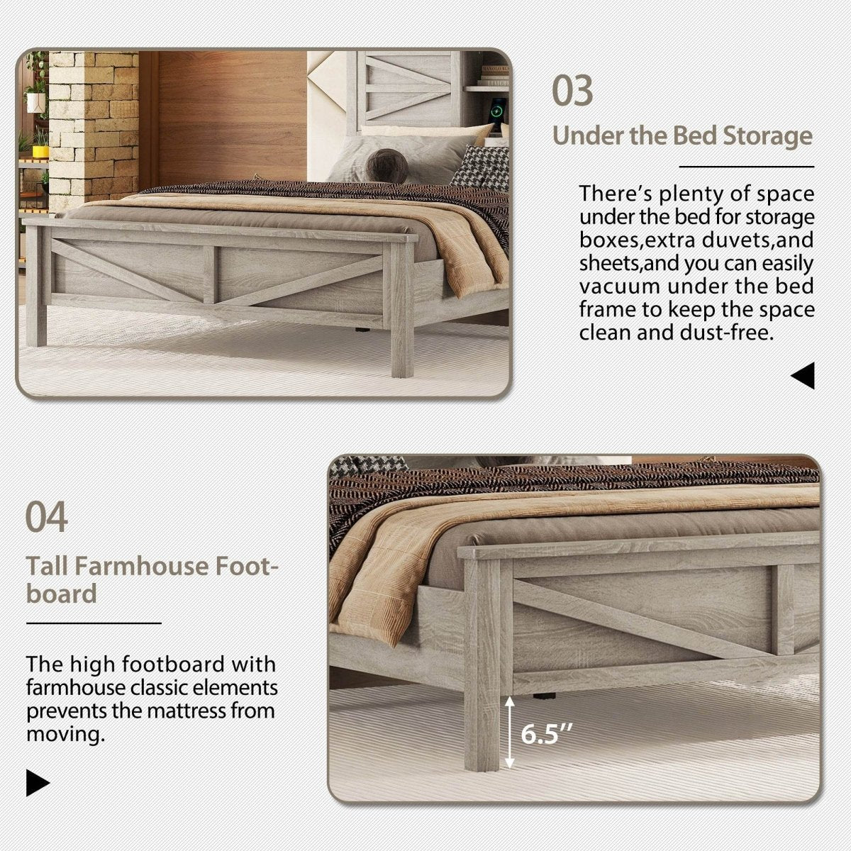 Full Platform Bed With Double Sliding Barn Door Charging Station - Serenova - Omega Lifestyles