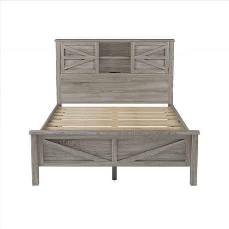 Full Platform Bed With Double Sliding Barn Door Charging Station - Serenova - Omega Lifestyles