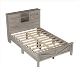 Full Platform Bed With Double Sliding Barn Door Charging Station - Serenova - Omega Lifestyles