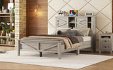 Full Platform Bed With Double Sliding Barn Door Charging Station - Serenova - Omega Lifestyles