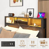 Full Size Metal Wood Storage Bed Frame With Charging Station - Serenova - Omega Lifestyles