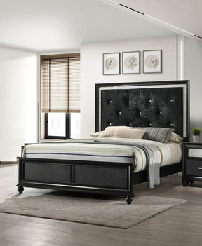 Full Size Modern Glam Black Upholstered Panel Bed - Omega Lifestyles