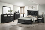 Full Size Modern Glam Black Upholstered Panel Bed - Serenova - Omega Lifestyles
