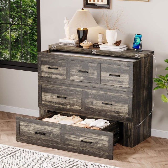 Full Size Murphy Bed Cabinet With Charging Station - Omega Lifestyles