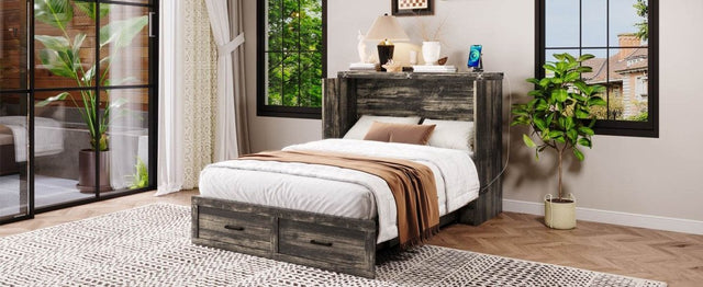 Full Size Murphy Bed Cabinet With Charging Station - Omega Lifestyles