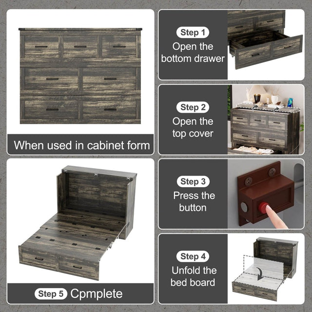 Full Size Murphy Bed Cabinet With Charging Station - Omega Lifestyles