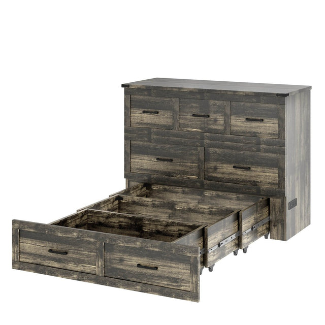 Full Size Murphy Bed Cabinet With Charging Station - Omega Lifestyles