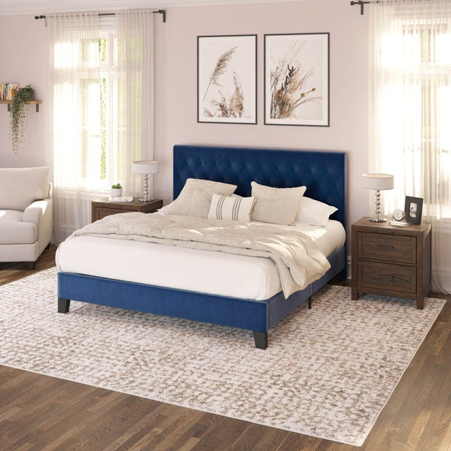 Full Solid Wood Upholstered Bed Frame - Omega Lifestyles