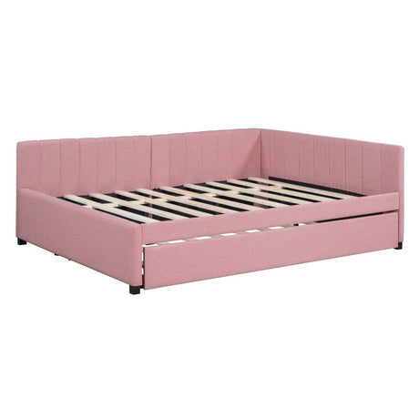 Full Upholstered Linen Daybed With Twin Trundle - Sleep Galleria