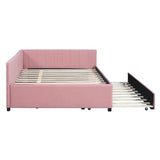 Full Upholstered Linen Daybed With Twin Trundle - Sleep Galleria