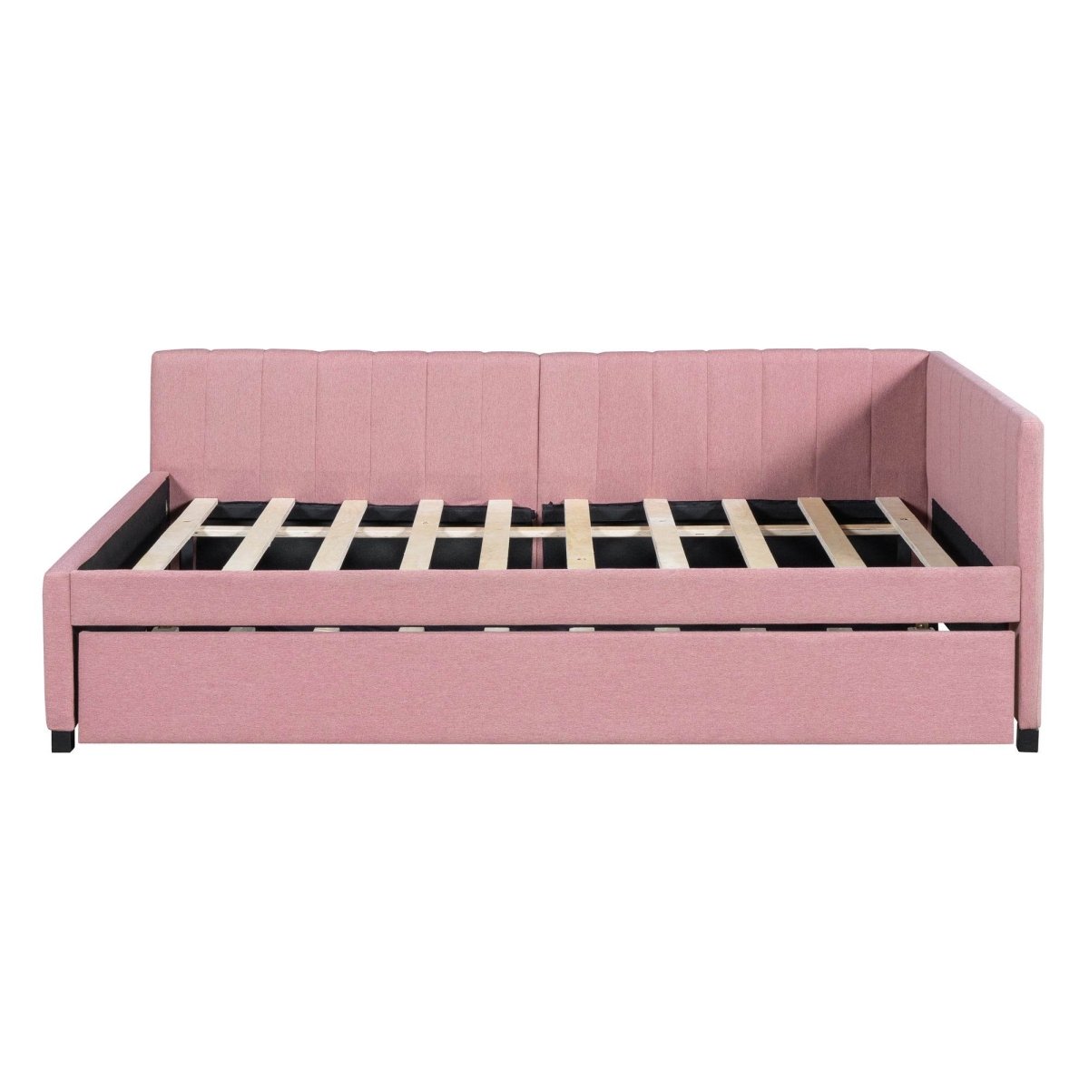 Full Upholstered Linen Daybed With Twin Trundle - Sleep Galleria