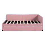 Full Upholstered Linen Daybed With Twin Trundle - Sleep Galleria
