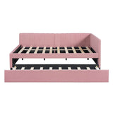 Full Upholstered Linen Daybed With Twin Trundle - Sleep Galleria