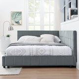 Full Velvet Upholstered Tufted Bed Frame With Armrest - Serenova - Omega Lifestyles