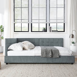 Full Velvet Upholstered Tufted Bed Frame With Armrest - Serenova - Omega Lifestyles