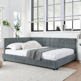 Full Velvet Upholstered Tufted Bed Frame With Armrest - Serenova - Omega Lifestyles