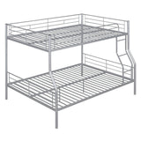 Full XL Over Queen Iron Metal Bunk Bed Silver Finish - Sleep Galleria