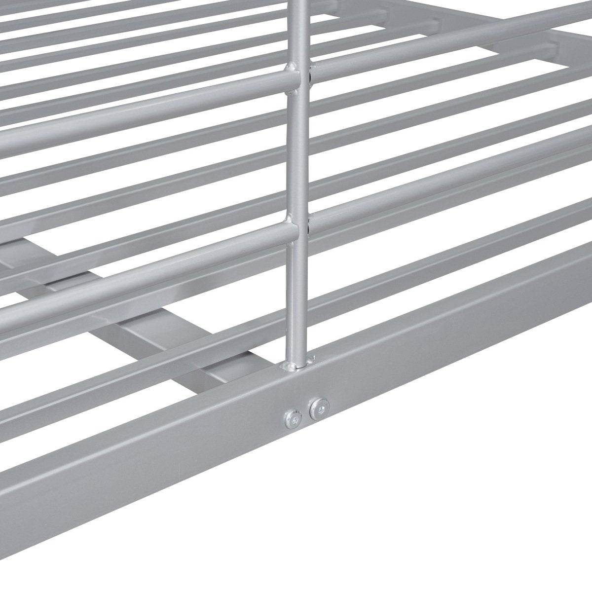 Full XL Over Queen Iron Metal Bunk Bed Silver Finish - Sleep Galleria