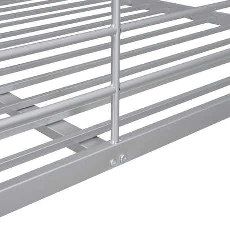 Full XL Over Queen Iron Metal Bunk Bed Silver Finish - Sleep Galleria