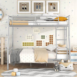 Full XL Over Queen Iron Metal Bunk Bed Silver Finish - Sleep Galleria