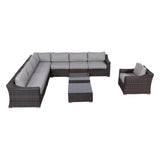 Fully Assembled 10 - Piece Brown Wicker Outdoor Patio Seating Set - Serenova - Omega Lifestyles