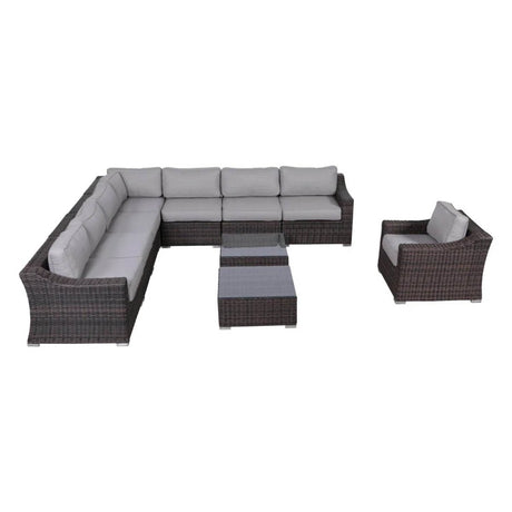 Fully Assembled 10 - Piece Brown Wicker Outdoor Patio Seating Set - Serenova - Omega Lifestyles