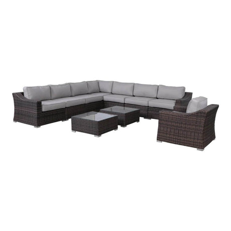 Fully Assembled 10 - Piece Brown Wicker Outdoor Patio Seating Set - Serenova - Omega Lifestyles