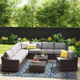 Fully Assembled 10 - Piece Brown Wicker Outdoor Patio Seating Set - Serenova - Omega Lifestyles